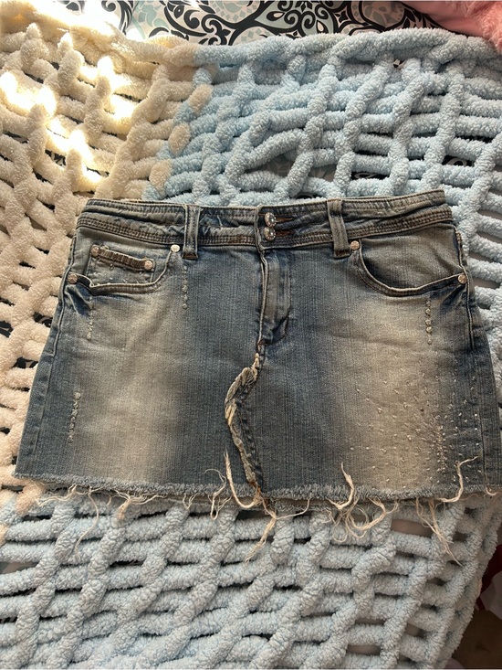 Younique Dresses & Skirts - Younique Distressed Light Blue Denim Mini Skirt
